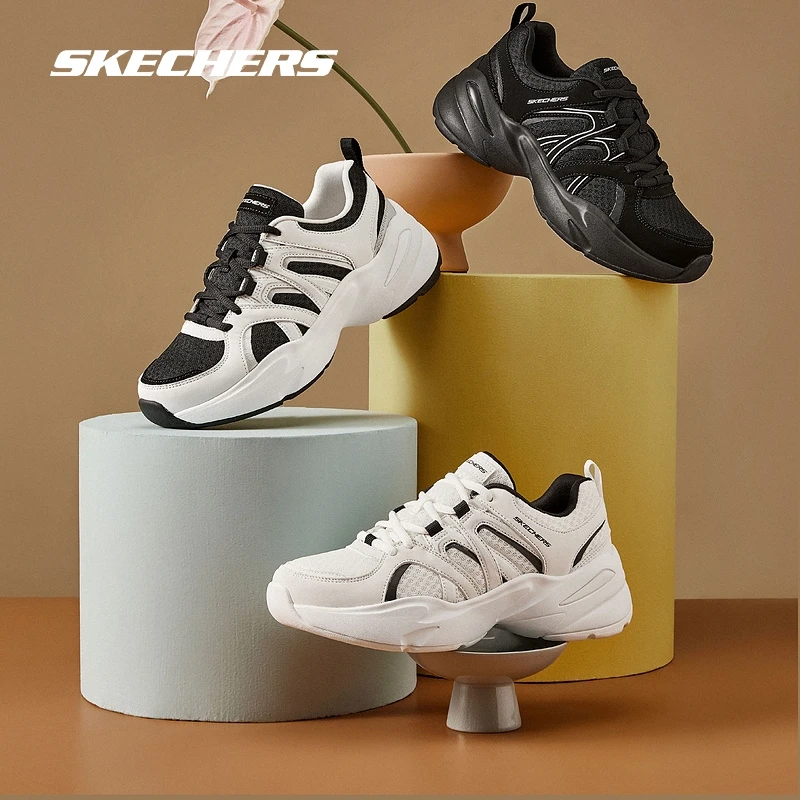 Skechers斯凯奇厚底老爹鞋女轻质网布舒适透气减震运动鞋8730075