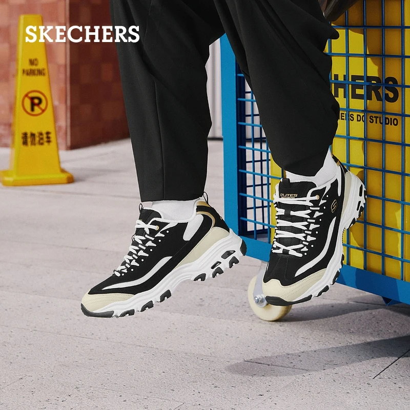 Skechers斯凯奇秋季新款男鞋熊猫鞋厚底增高缓震舒适老爹鞋894268