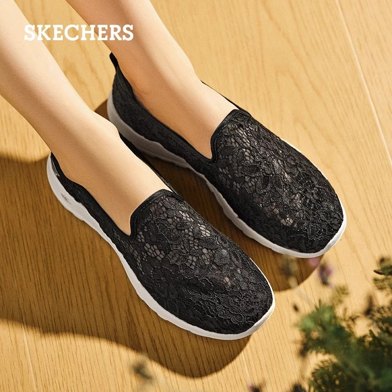 Skechers斯凯奇舒适一脚蹬女鞋月光蕾丝运动鞋时尚休闲鞋896020