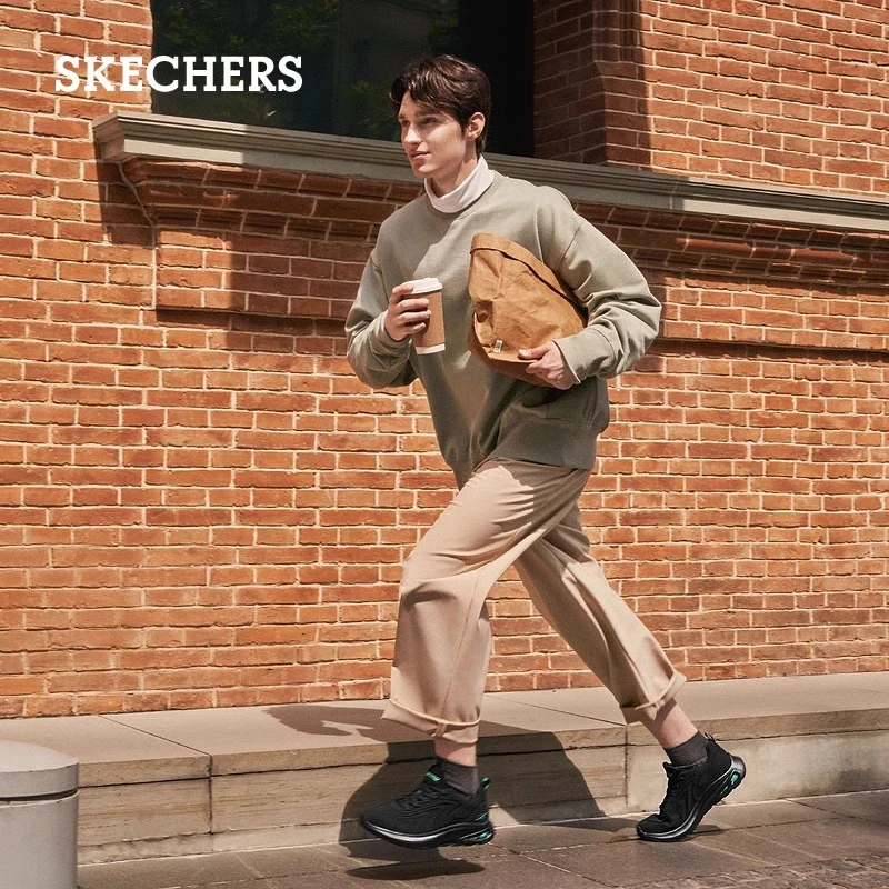 Skechers斯凯奇秋季新款男编织网面时尚百搭休闲厚底运动鞋118075