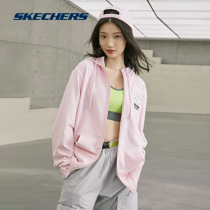 Skechers斯凯奇超新星同款男女拉链运动开衫时尚连帽外套L321U142
