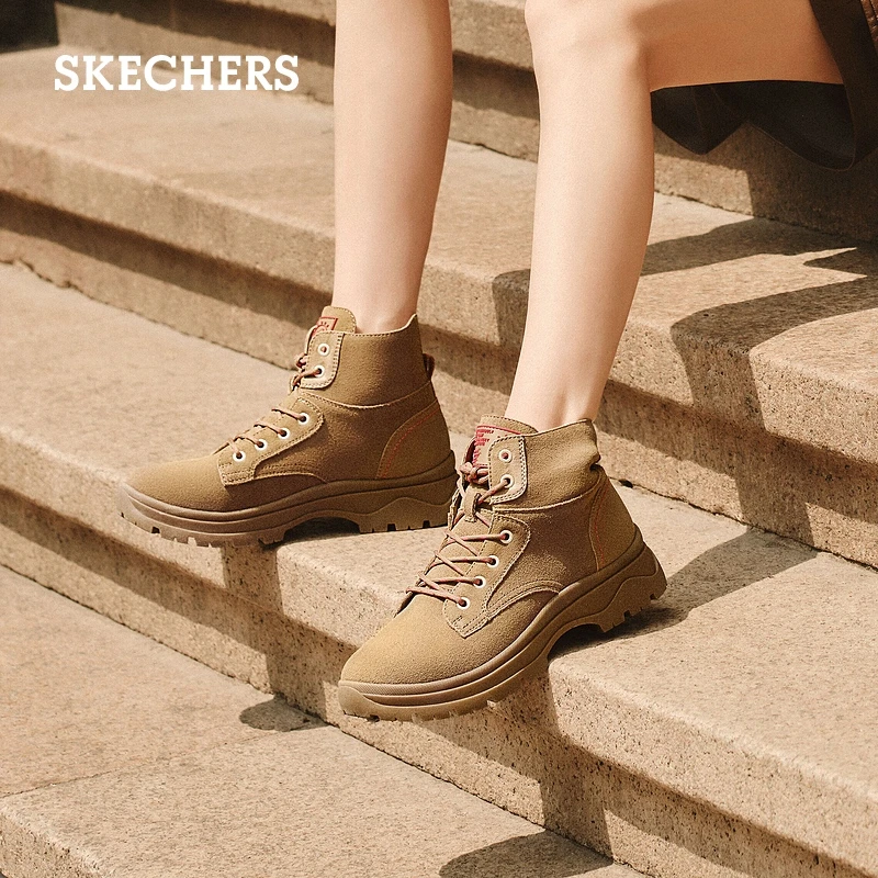 Skechers斯凯奇2023年新款大黄靴马丁靴夏女厚底增高高帮鞋113399