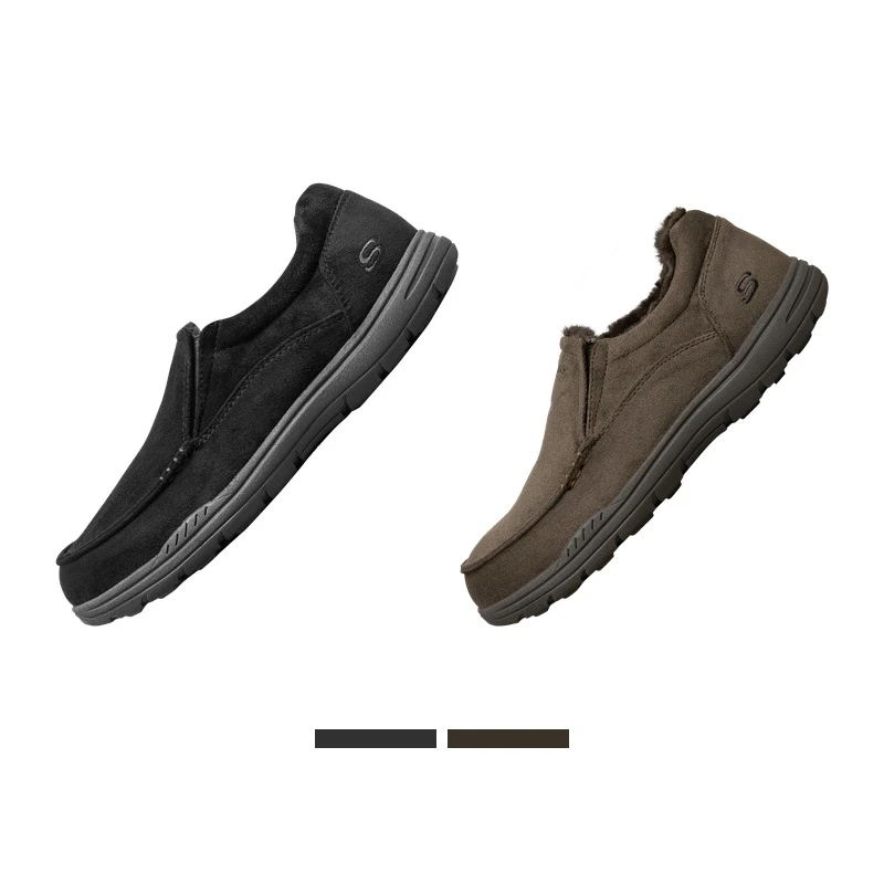 Skechers斯凯奇男士休闲鞋加绒保暖脚掌加宽反毛皮纯色简约66445