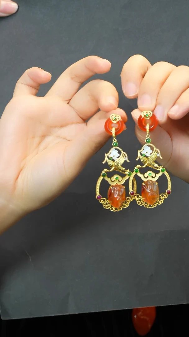 【闪购商品】玛瑙/玉髓耳饰未镶嵌支持24小时鉴赏