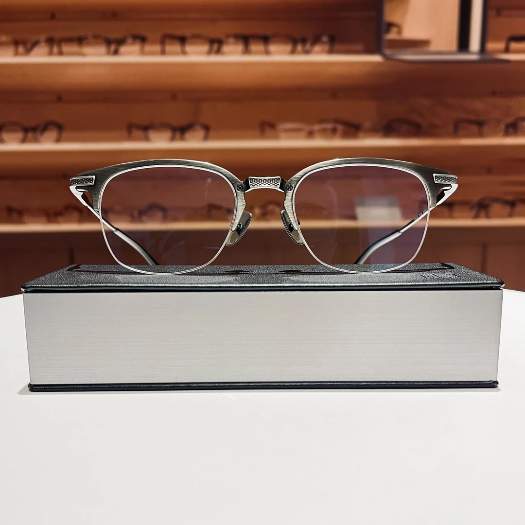 纯钛半框眼镜 宽151mm商务方形眉线架DTX424理工男大脸近视眼镜框