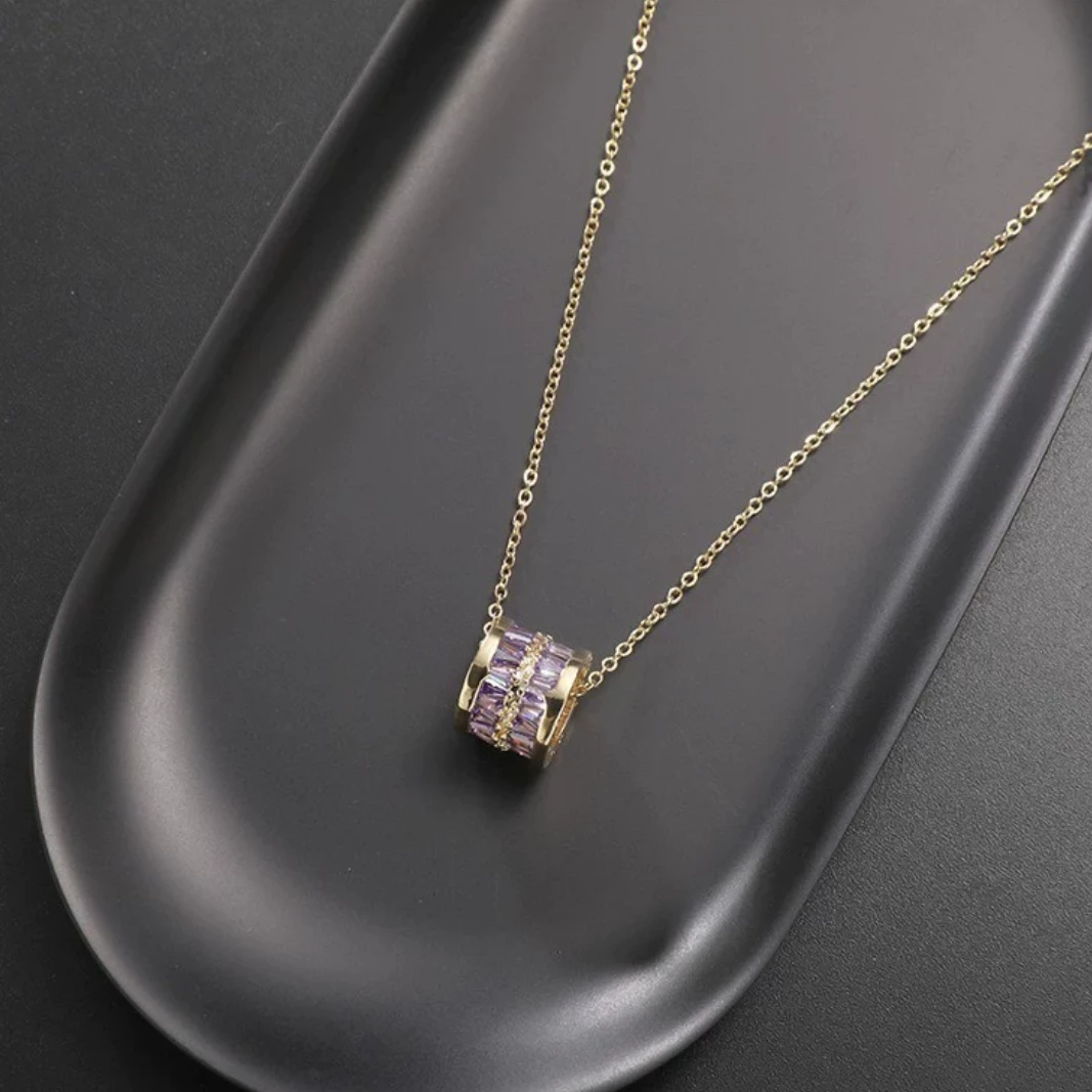 钛钢项链 钛钢项链 紫罗兰小蛮腰路路通简约项链0288