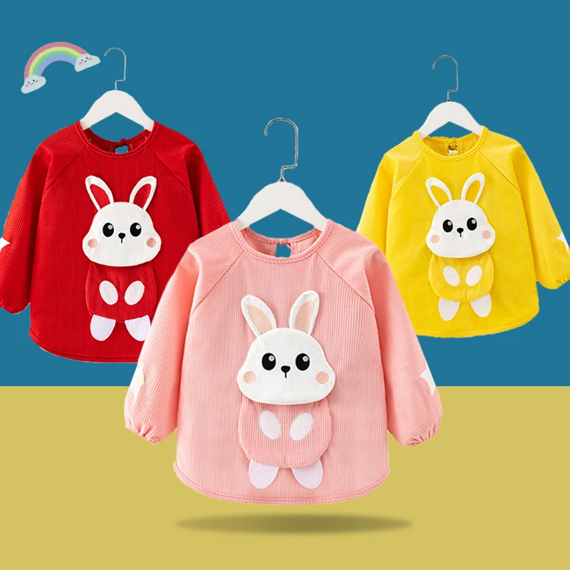 宝宝罩衣秋冬外穿洋气男女孩防水防脏儿童围裙反穿衣婴儿吃饭围兜