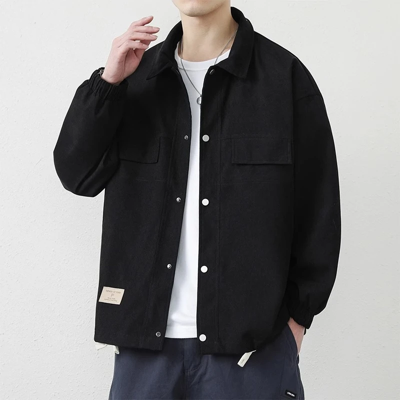 外套男春秋季2023新款潮牌宽松重磅日系复古工装衬衫夹克上衣服SC
