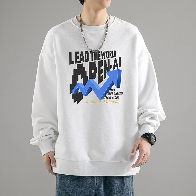 秋冬韩版ins港风休闲加绒可选百搭宽松圆领潮流长袖1934