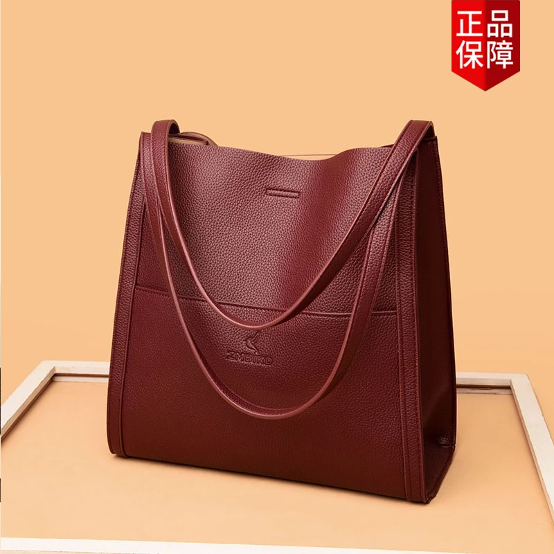 正品真皮女包软皮牛皮大包托特包女士单肩手提包大气简约腋下背包