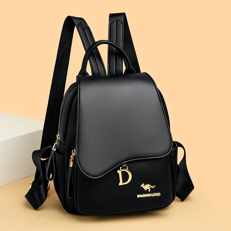 品牌真皮双肩包女包夏季新款时尚女背包休闲书包软皮大容量旅行包