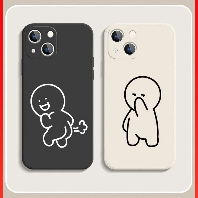 适用于苹果/华为/小米/oppo/vivo情侣款火柴人搞怪液态硅胶手机壳
