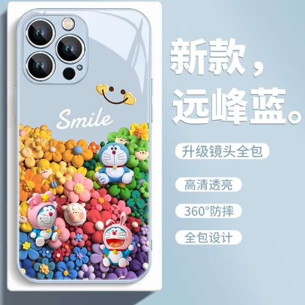 适用苹果15/华为/小米/oppo/vivo动漫可爱草莓熊叮当猫网红手机壳