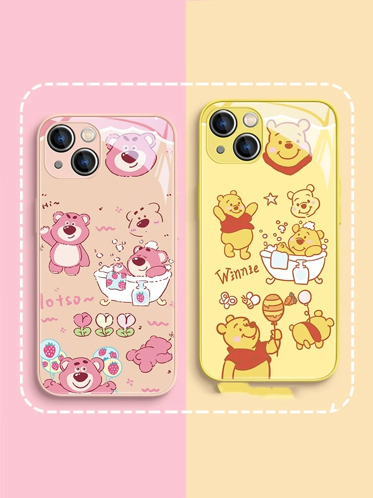 适用苹果17/华为mate60/小米14/oppo/vivo可爱草莓维尼熊手机壳