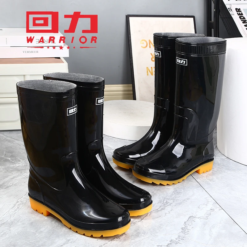 Warrior/回力男士加绒棉雨鞋中筒保暖高筒防水鞋短筒低筒耐磨雨鞋
