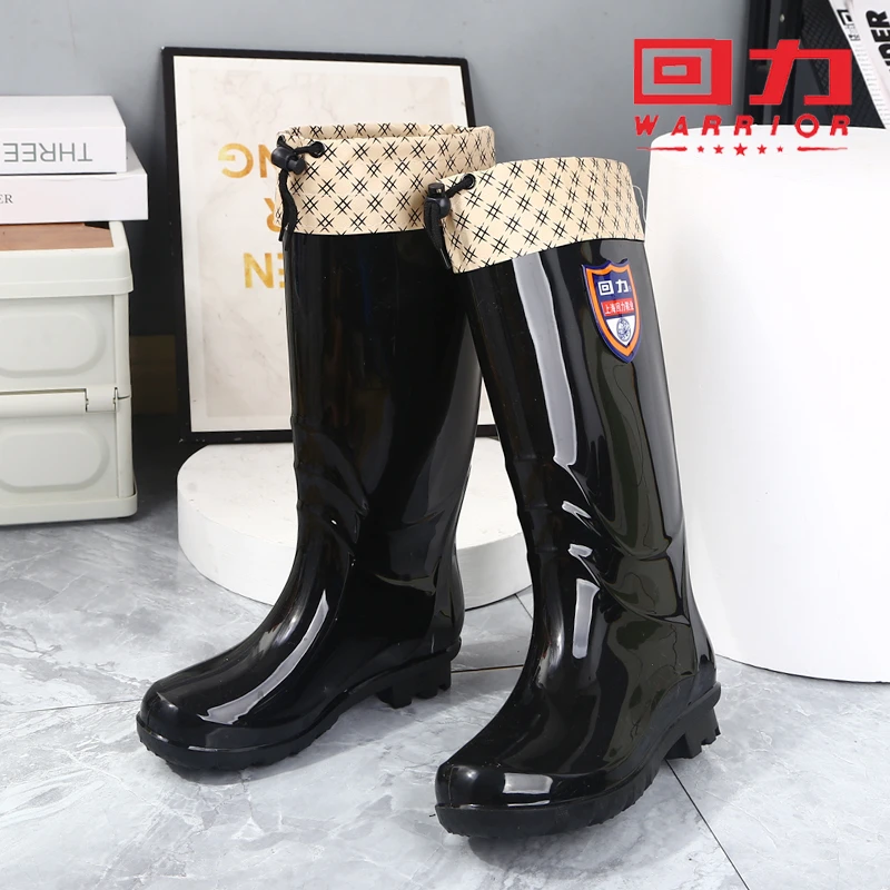Warrior/回力女士雨鞋时尚款中筒防水鞋加绒加棉雨靴中筒防滑套鞋