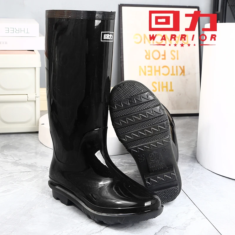 Warrior/回力男士雨鞋中筒加厚加绒保暖雨靴长筒防滑耐磨防水鞋
