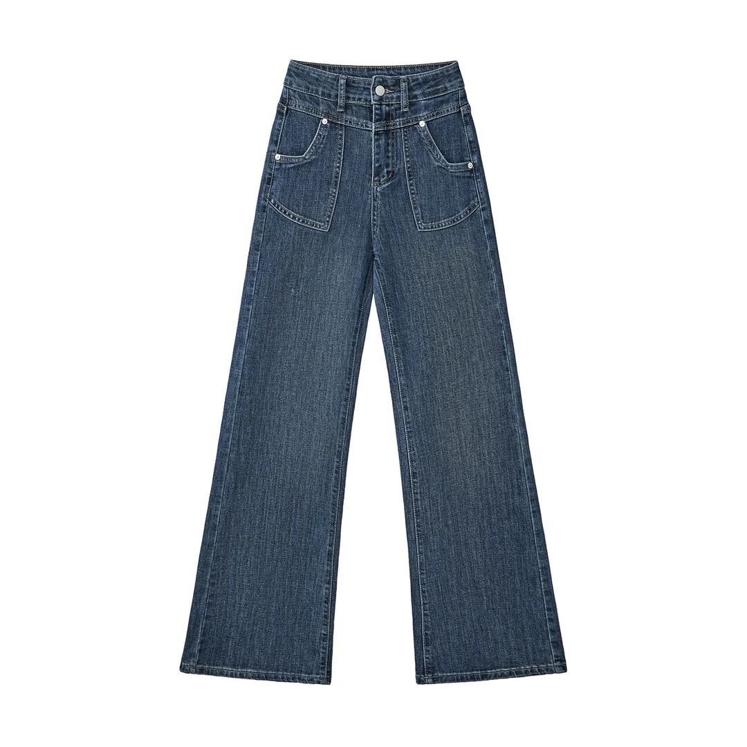 牛仔裤子女士宽松喇叭休闲设计师款25年春季新款高腰显瘦弹力1297