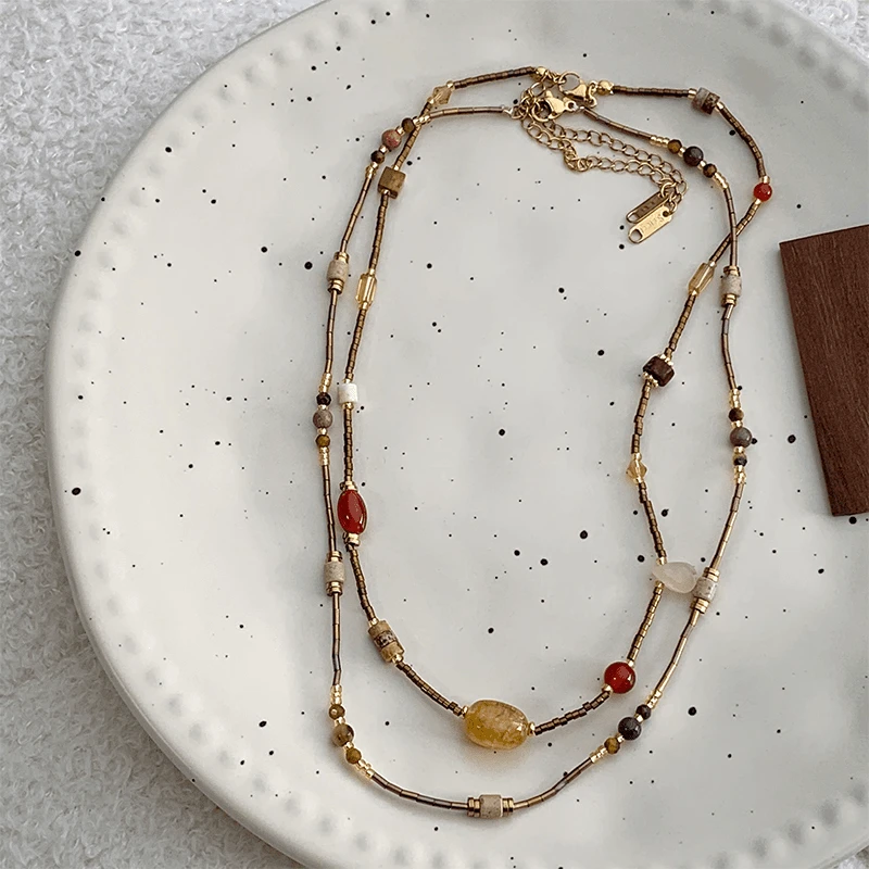 铜贝壳项链 新中式禅意串珠项链女小众独特高级感短款颈链锁骨链
