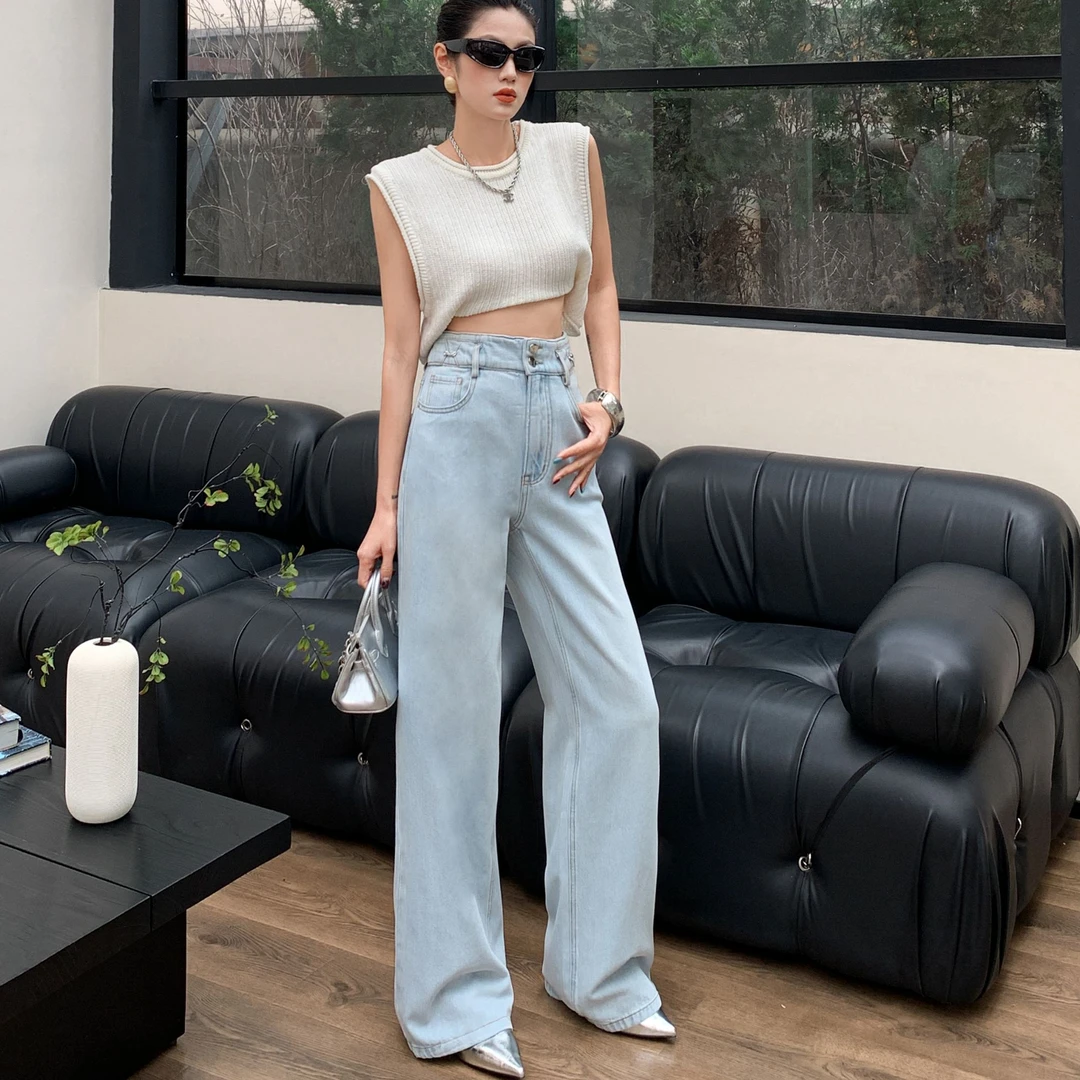 RASHONEY/瑞雪香妮百搭休闲高腰显瘦复古牛仔裤#13297