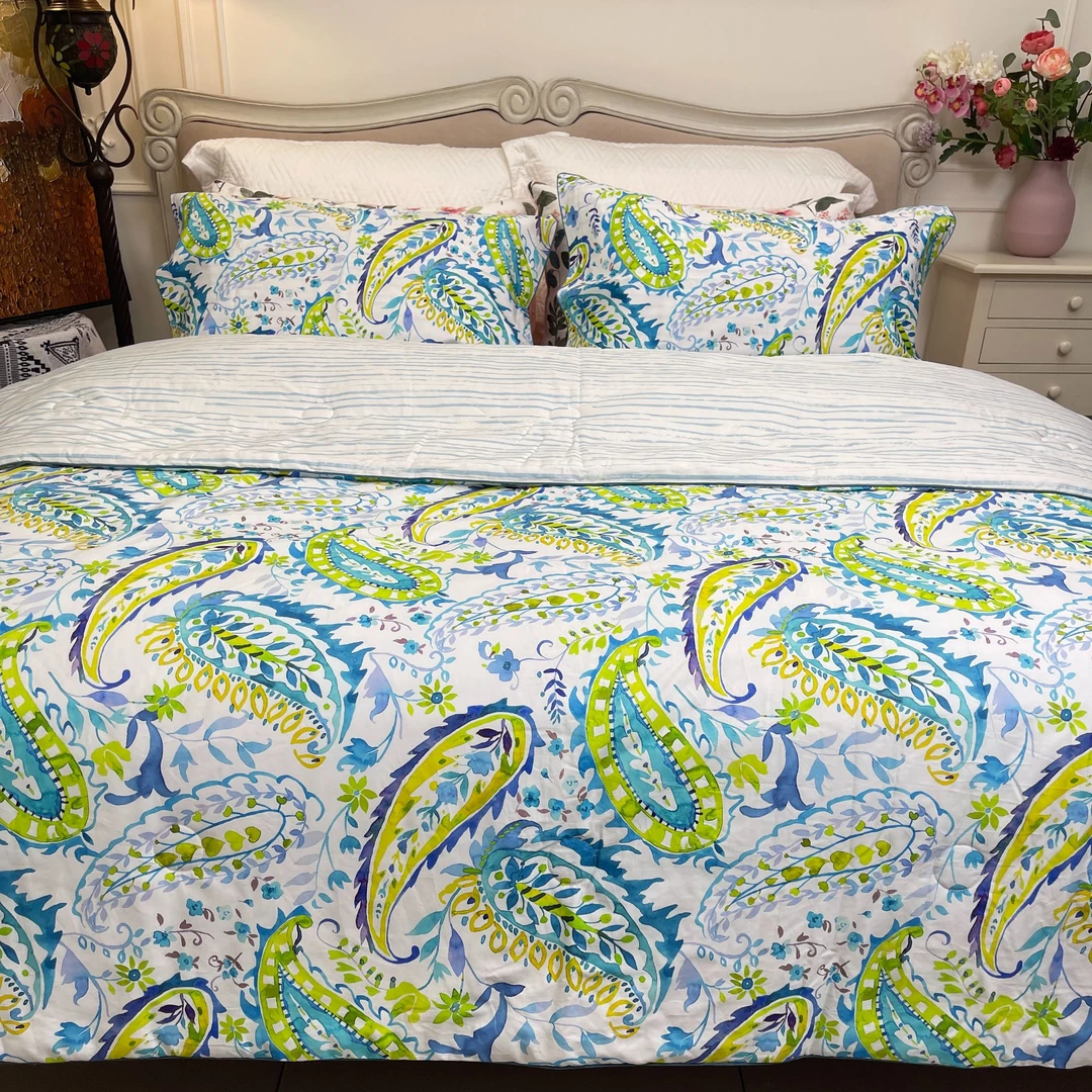 【花戒指】精选！印花空调被——佩斯利小镇-蓝