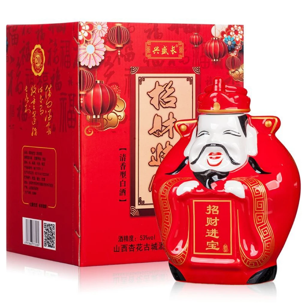 兴盛长财神清香型白酒53度1.5L