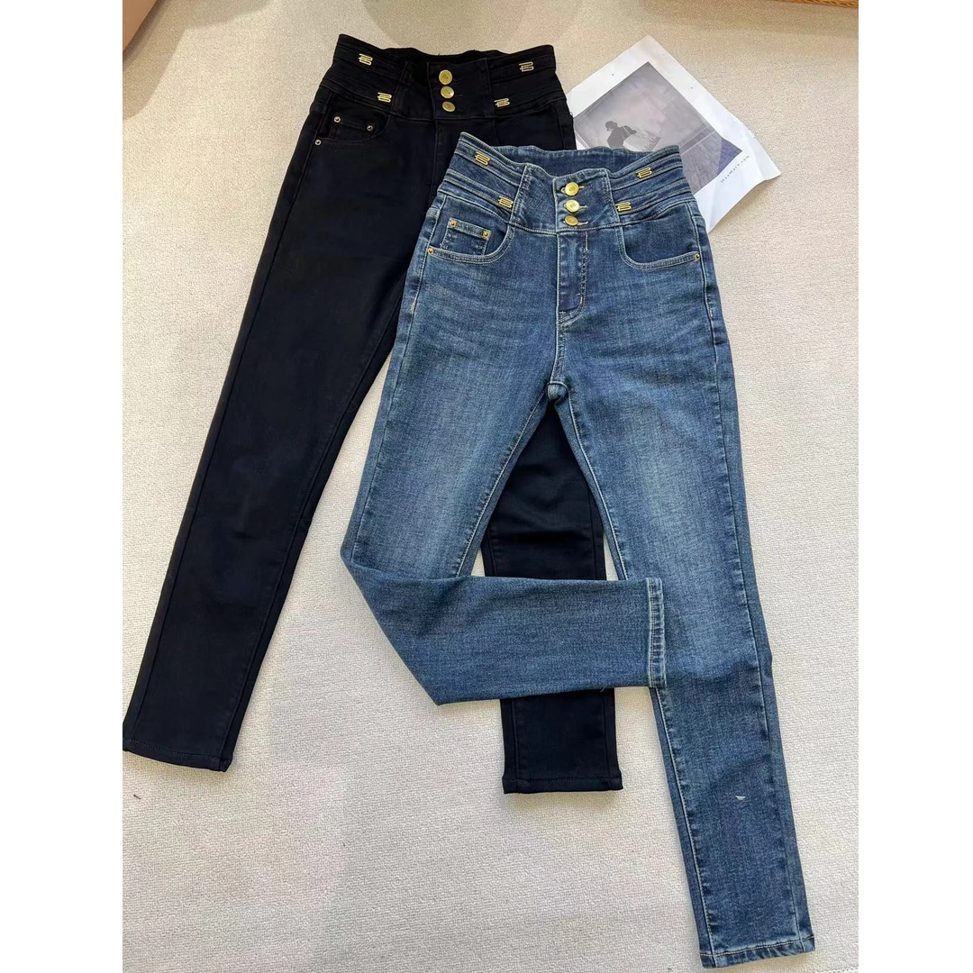 【no退no换 谨慎下单】铅笔牛仔裤三粒扣修身显瘦小脚直筒裤 62139