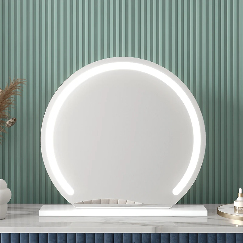 半圆梳妆台led家用专用镜子带灯美妆台式桌面卧室智能化妆镜ins风