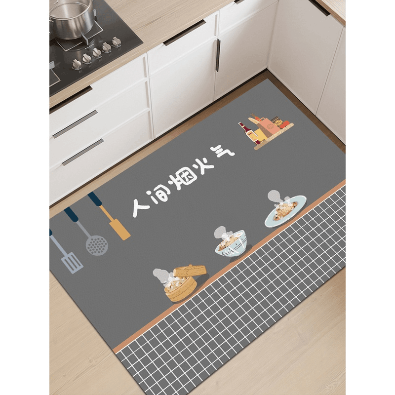 厨房专用地垫防滑防油可擦免洗防污PVC防水脚垫门口防脏地毯垫子