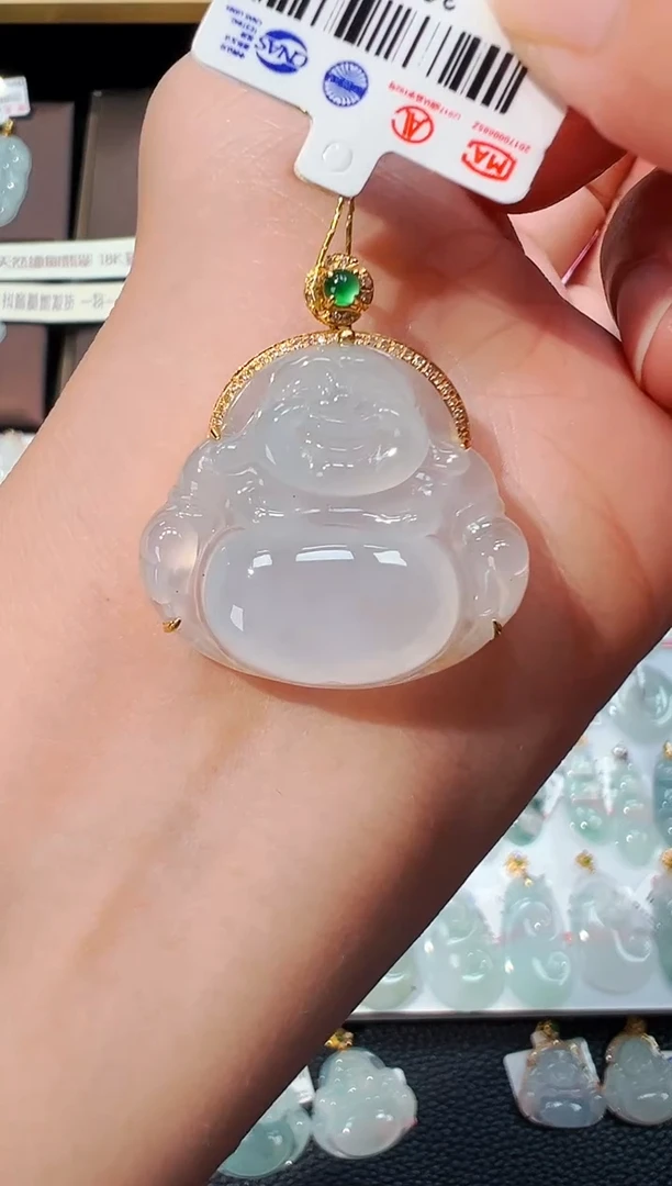 【闪购商品】翡翠吊坠(不含链)18K金镶嵌佛公吊坠