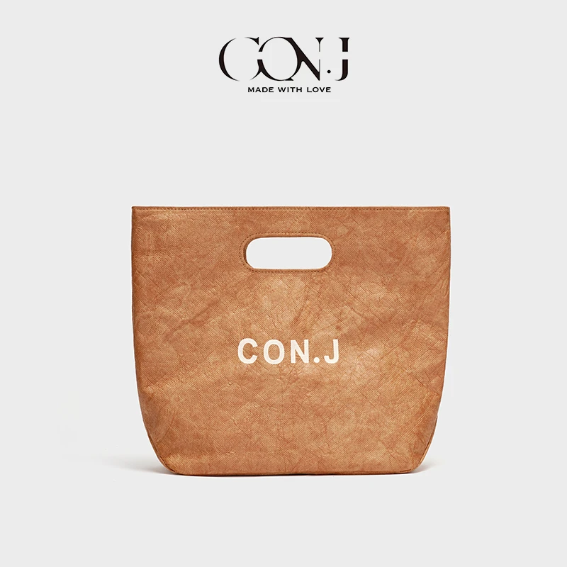 conjunction韩版INS简约轻便小众牛皮纸女士休闲杜邦纸手提手拿包