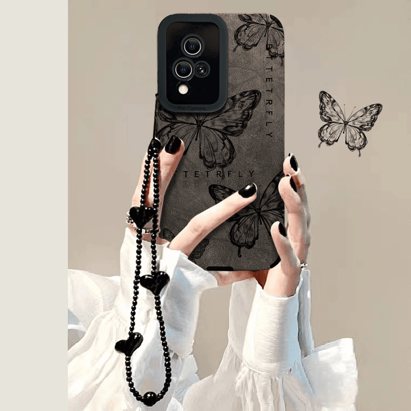 适用于vivoS9手机壳复古皮质爱心手链蝴蝶女全包防摔ins
