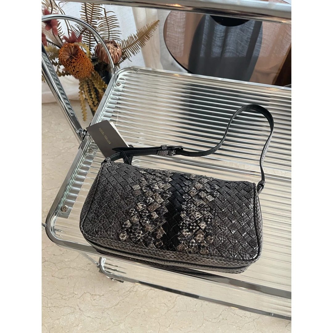 95新 BOTTEGA VENETA/葆蝶家 BV蛇纹编织单肩腋下包