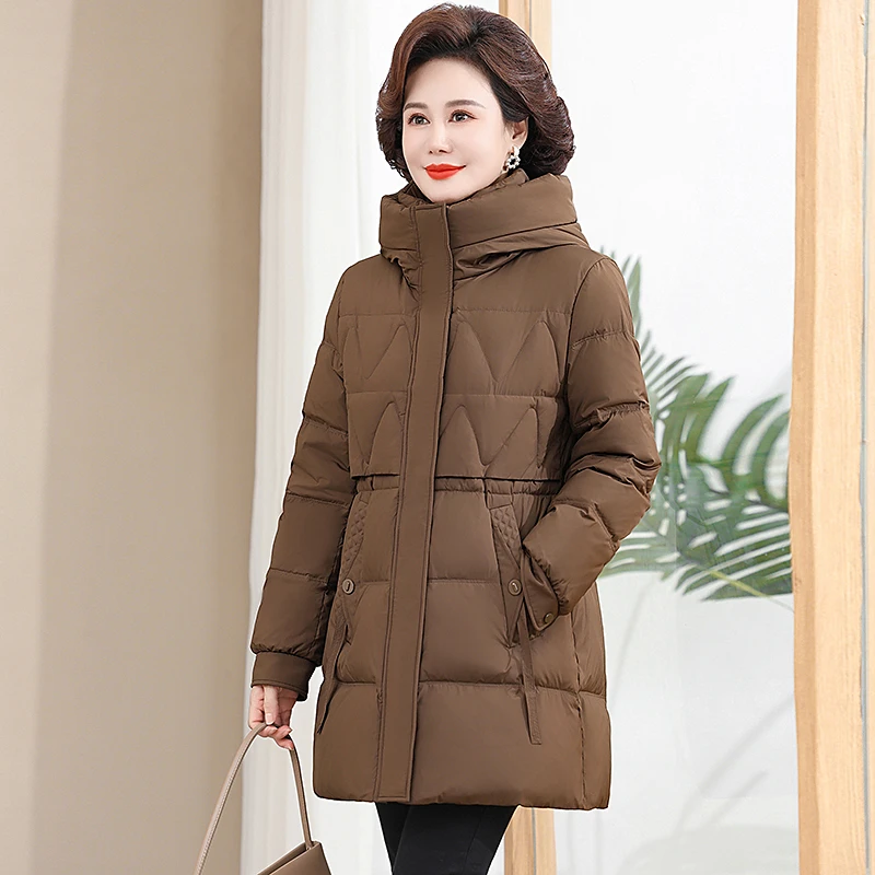 中老年妈妈冬装中长款羽绒服加厚大码60岁70岁80老人奶奶太太外套