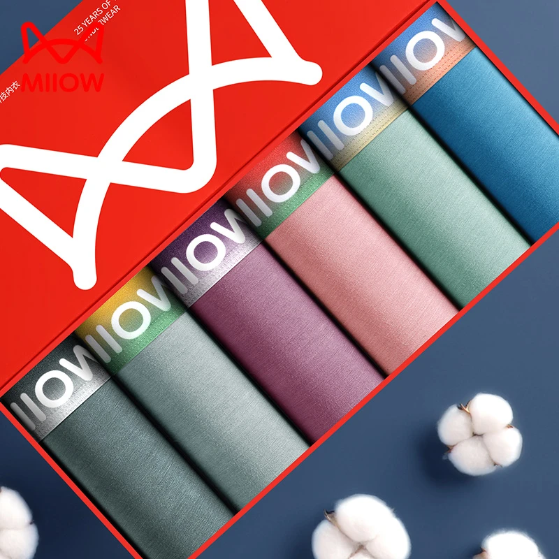 MiiOW/猫人莫代尔男士内裤抗菌高端无痕私房好物平角大码短裤裤衩