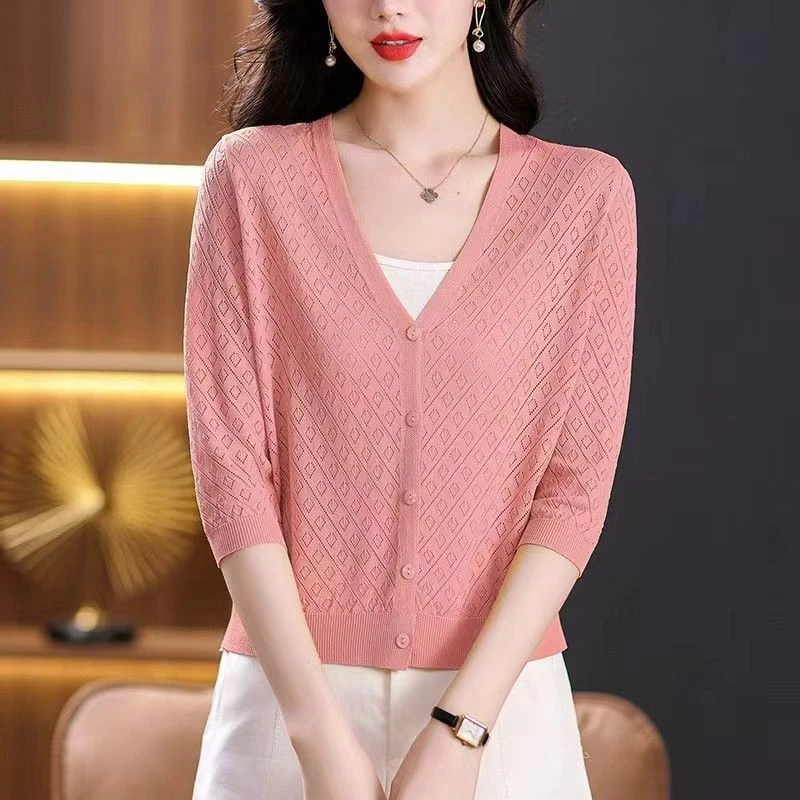 夏季新款冰丝麻针织开衫薄外套百搭空调衫防晒衫上衣外搭女