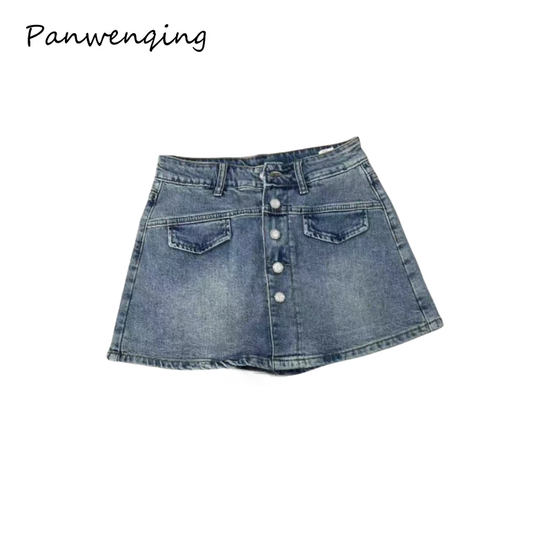 牛仔短裤短裙单排扣气质显瘦YL-62112