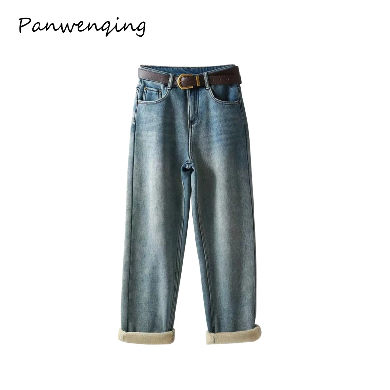 牛仔裤萝卜裤磨白加绒保暖百搭YL-11201