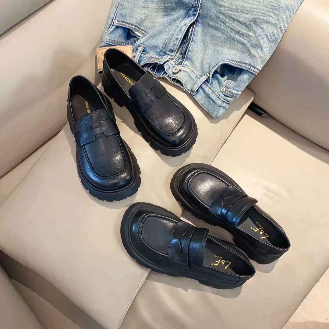 【欧货】 2024春秋胎牛皮低跟乐福鞋一脚蹬小皮鞋 G3531-08/6310-2