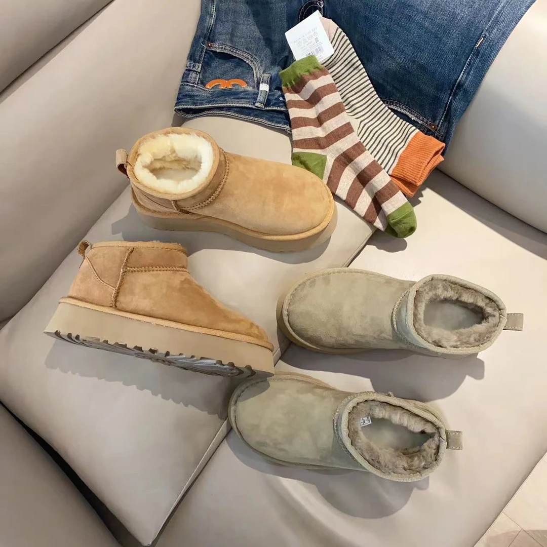 【欧货】厚底周冬YU同款 羊皮毛一体雪地靴保暖棉鞋 1135092