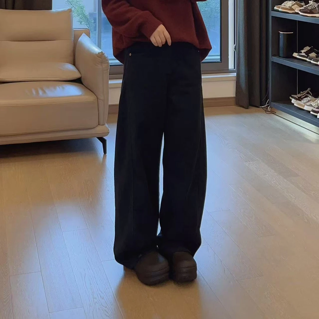 巨显瘦显高玛瑙蓝加绒香蕉裤时尚休闲百搭拖地长裤 自留