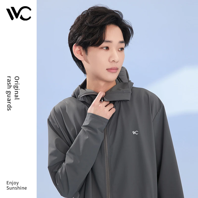 VVC男士凉感防晒衣宽松弹力钓鱼休闲夏季透气薄款连帽防紫外线