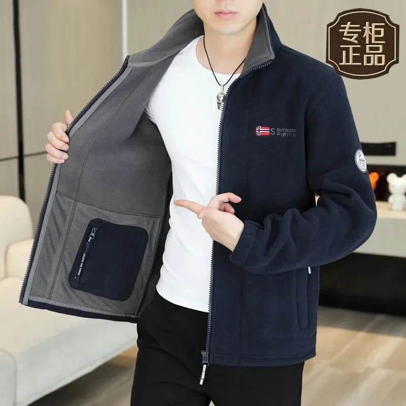 出口挪威订单男女款户外立领休闲夹克外套加绒加厚抓绒衣保暖男