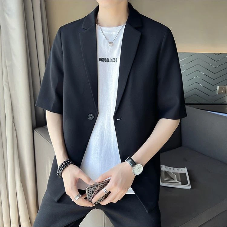 【三件套】夏季男士大码休闲西服套装韩版潮流帅气男款西装轻熟风