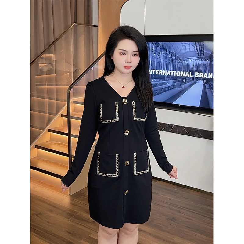 大梦微胖定制【优雅模板】气质显瘦小香风时尚法式连衣裙LHC1403