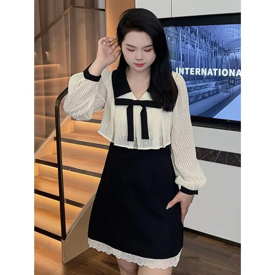 大梦微胖定制【DM691长袖】遮肚气质减龄显瘦大码女装长袖连衣裙