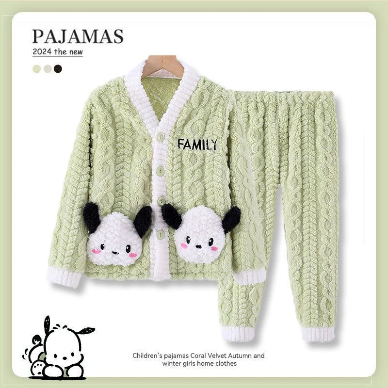 秋冬季女童睡衣珊瑚绒加厚儿童女孩宝宝法兰绒2024新款卡通家居服