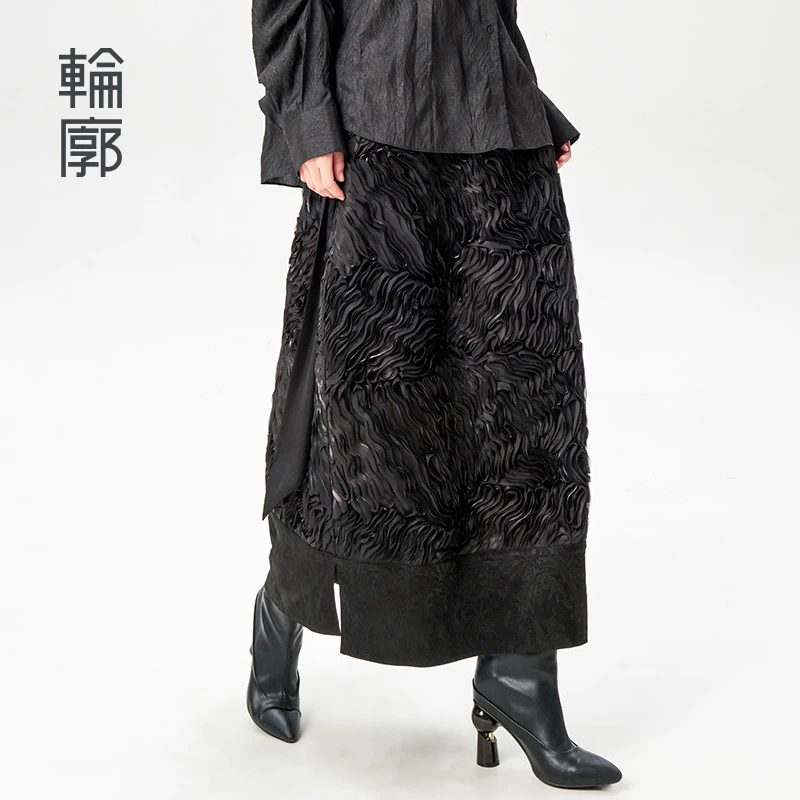 轮廓律动时光大气半身裙中式复古设计时尚休闲提花半裙L241Q002