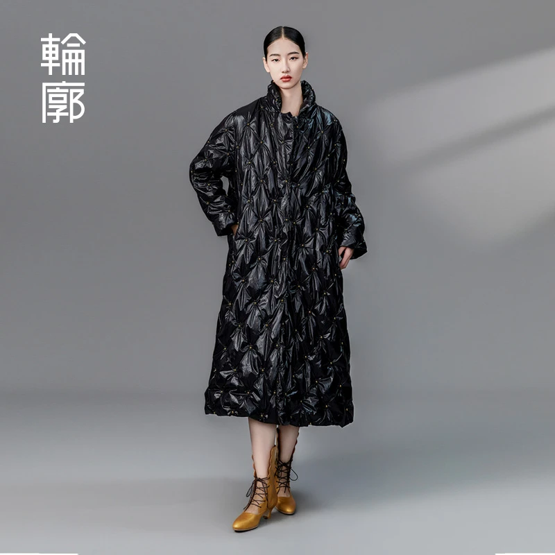 轮廓国风新中式保暖羽绒服时尚复古百搭老钱风女装外套L234Y022