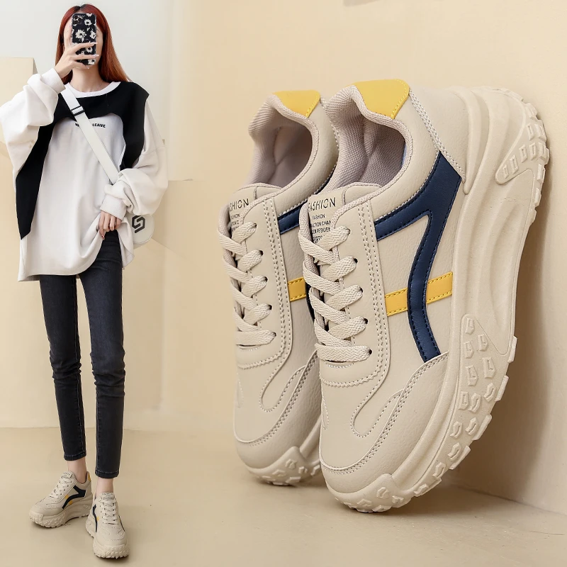 老爹鞋女2023秋季新款韩版百搭厚底运动休闲鞋女学生跑步鞋系带潮